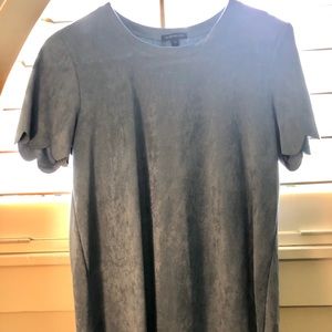 Blue suede scalloped shirt